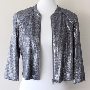 UO Silence & Noise Gunmetal Sequin Jacket